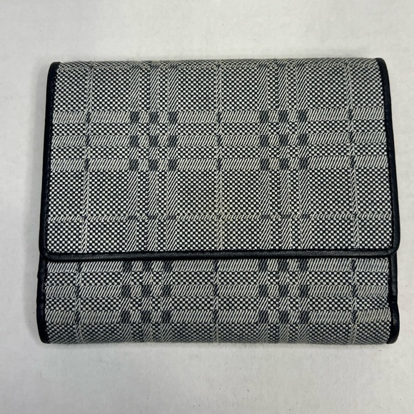 Burberry black‎ and gray Nova Check compact wallet like new condition with COA